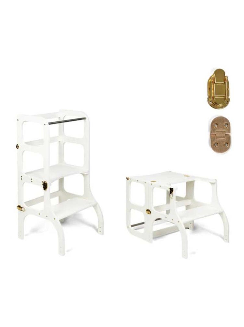Tour d’apprentissage STEP’n’SIT 2-en-1 (tour + table) charnières Or Blanc - Kiabi