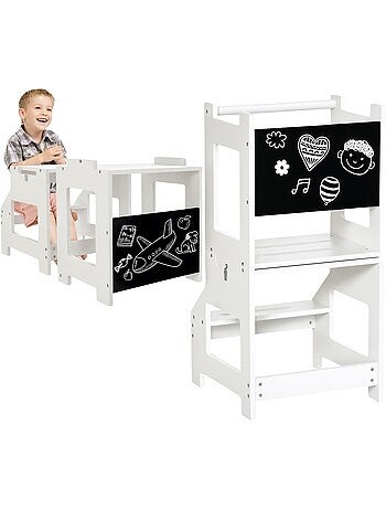 Tour d'apprentissage tableau à craie tabouret bureau 3 en 1