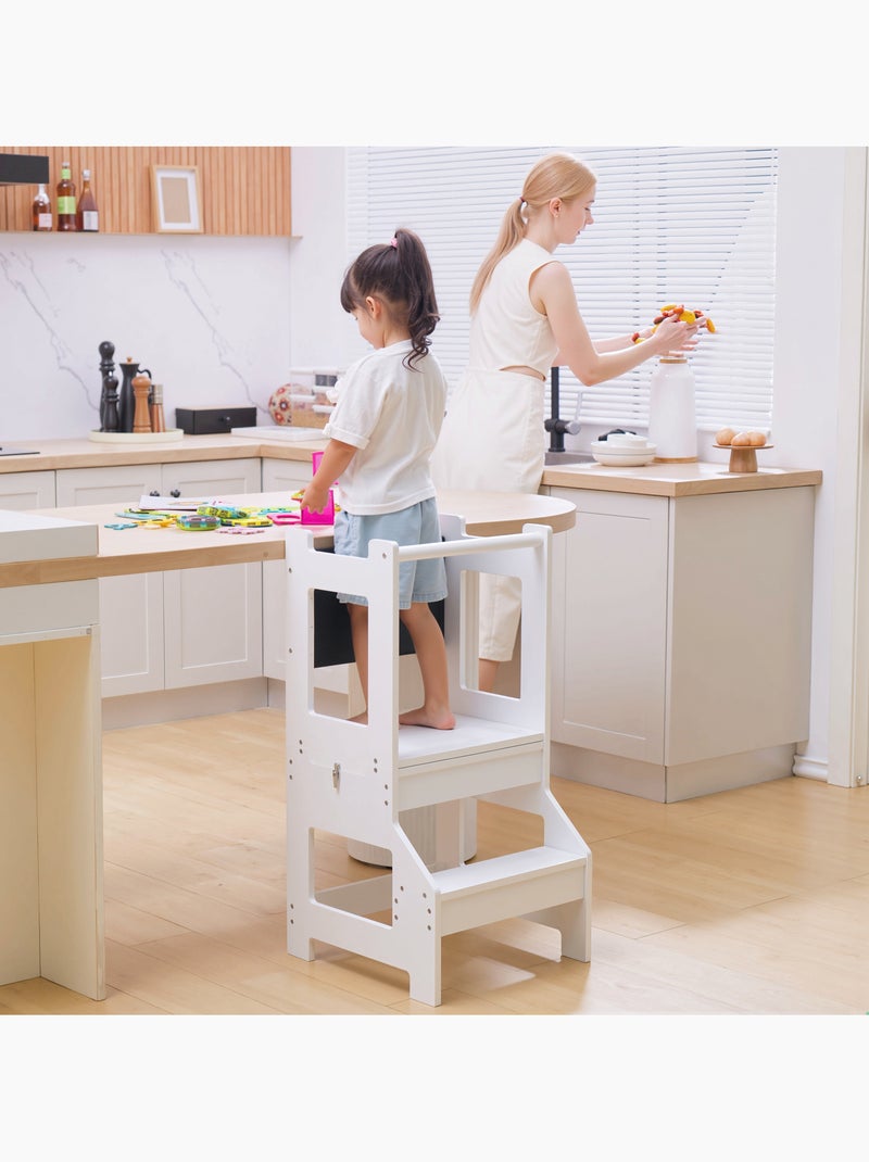 Tour d'apprentissage tableau à craie tabouret bureau 3 en 1 Blanc Blanc - Kiabi