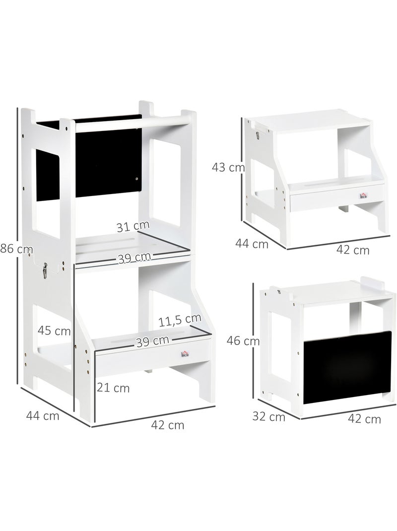 Tour d'apprentissage tableau à craie tabouret bureau 3 en 1 Blanc Blanc - Kiabi