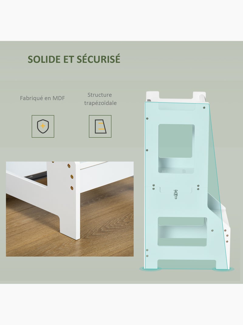 Tour d'apprentissage tableau à craie tabouret bureau 3 en 1 Blanc Blanc - Kiabi
