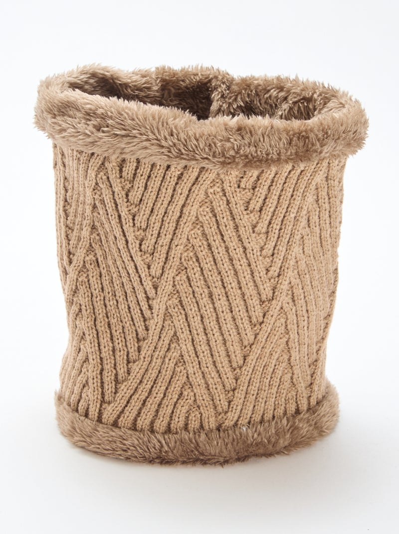 Tour de cou bord moutonné MARRON - Kiabi