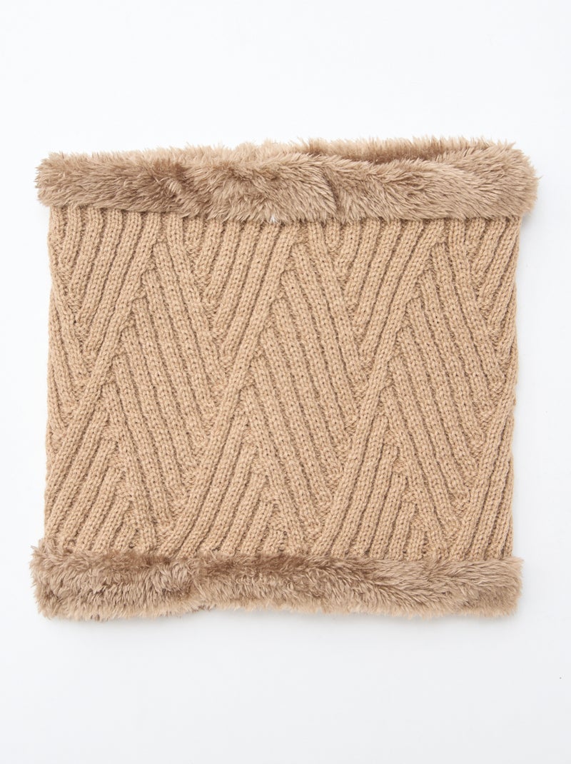 Tour de cou bord moutonné MARRON - Kiabi