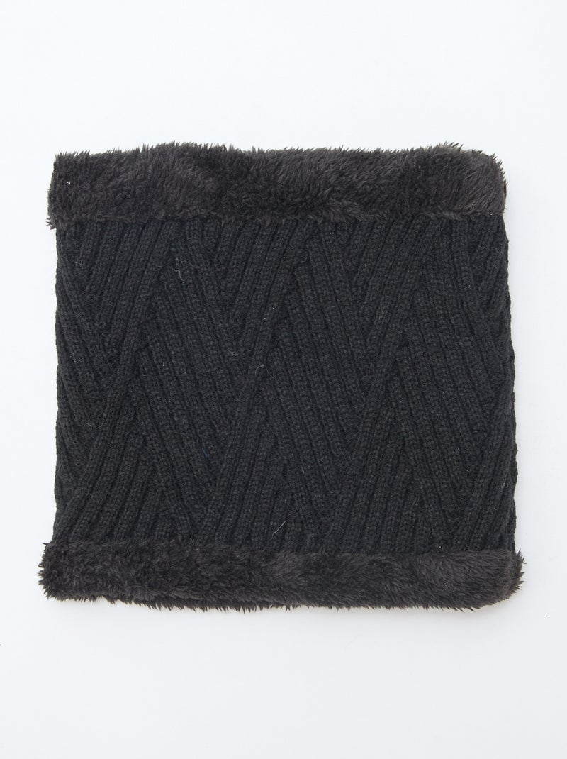 Tour de cou bord moutonné noir - Kiabi