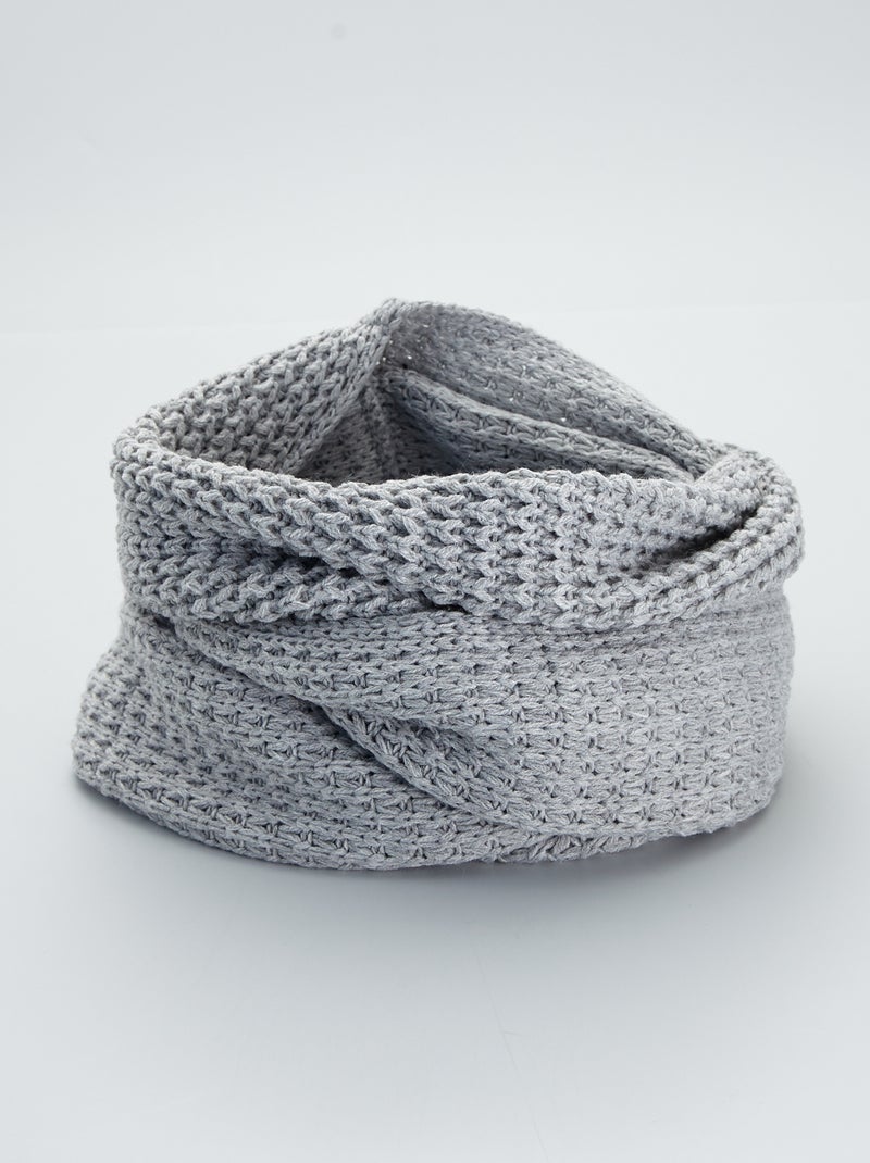 Tour de cou en tricot gris - Kiabi