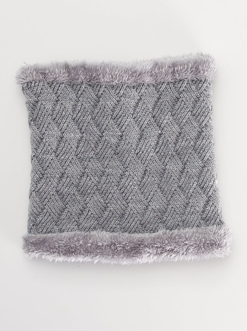 Tour de cou en tricot gris - Kiabi