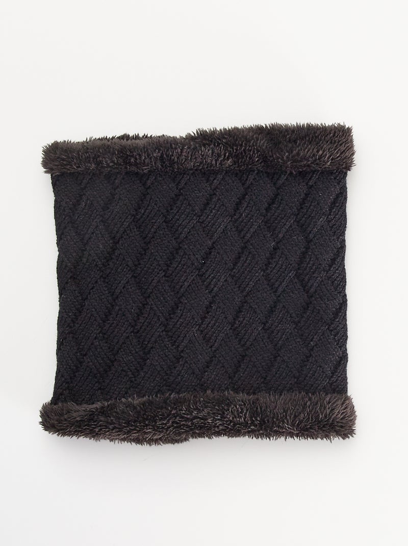 Tour de cou en tricot noir - Kiabi