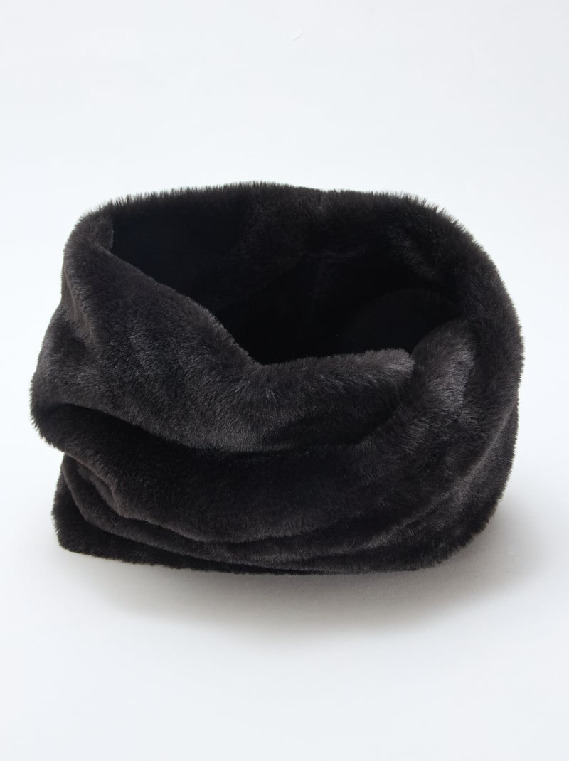 Tour de cou épais moutonné Noir Femme Kiabi