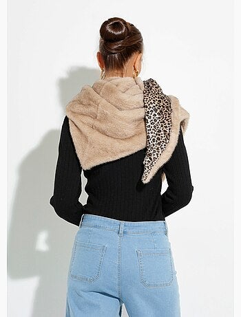 Tour de cou fourrure léopard à boutonner