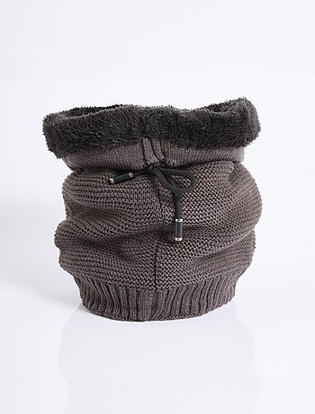 Tour de cou maille et sherpa, point de riz