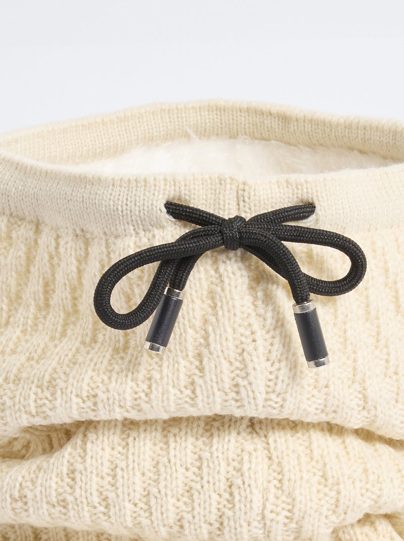 Tour de cou maille et sherpa, stries - AFIBEL Beige - Kiabi