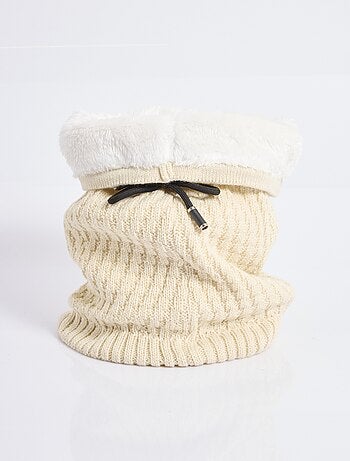 Tour de cou maille et sherpa, stries