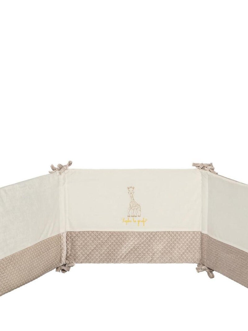 Tour de lit adaptable matelassé brodé Sophie la Girafe Paris Beige - Kiabi
