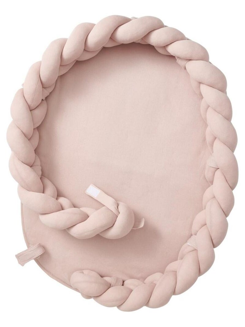 Tour de lit bébé coton tressé Rose - Kiabi