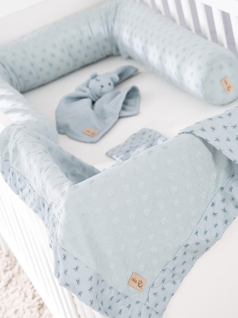 Tour de lit bébé + couverture et doudou en coton Bio 'Lil Planet' ROBA Bleu pastel - Kiabi