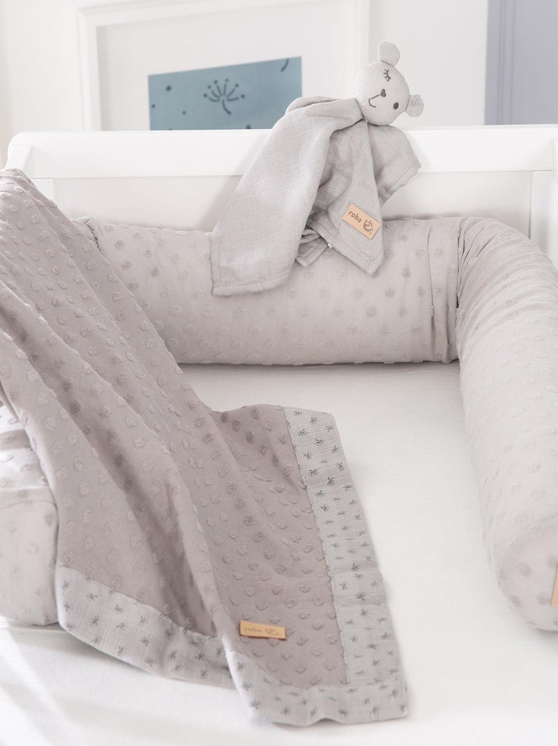 Tour de lit bébé + couverture et doudou en coton Bio 'Lil Planet' ROBA Gris - Kiabi