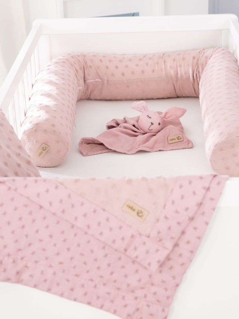Tour de lit bébé + couverture et doudou en coton Bio 'Lil Planet' ROBA Rose pastel - Kiabi