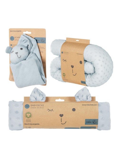 Tour de lit bébé + couverture et doudou en coton Bio 'Roba lil planet' - Kiabi