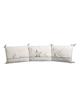 Tour de lit bébé déhoussable 180x40cm en coton beige - SAUTHON