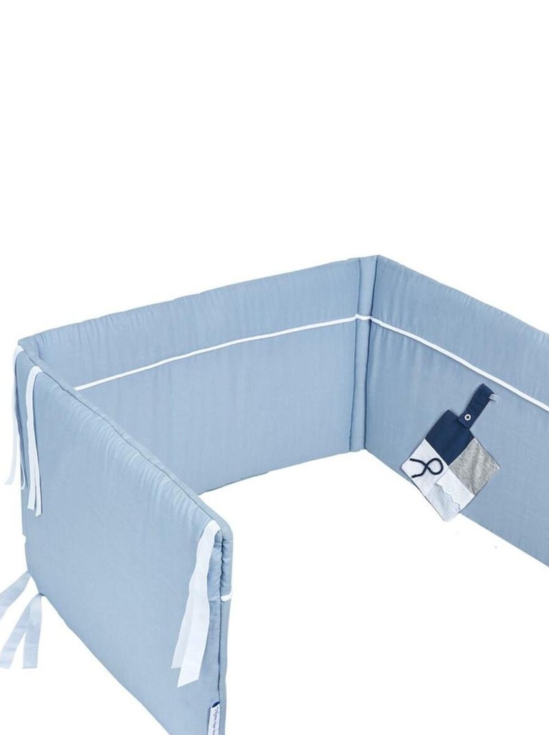 Tour de lit bébé stable en coton 180 x 35 cm Bleu - Kiabi