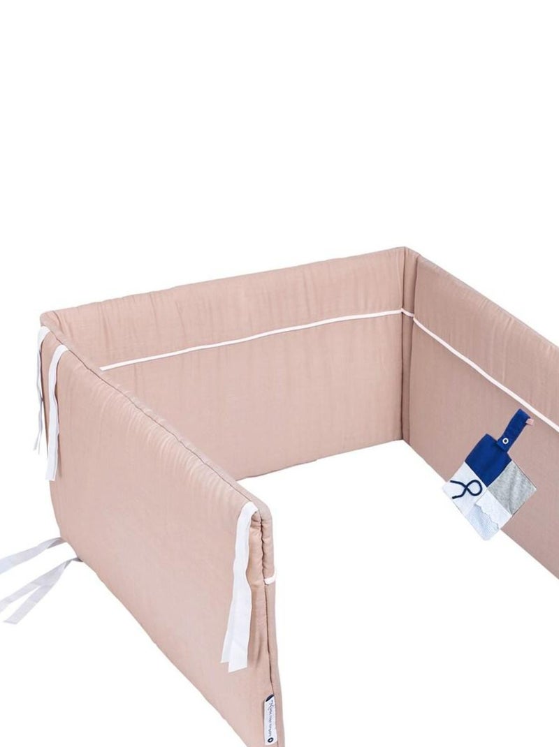 Tour de lit bébé stable en coton 180 x 35 cm Rose pâle - Kiabi