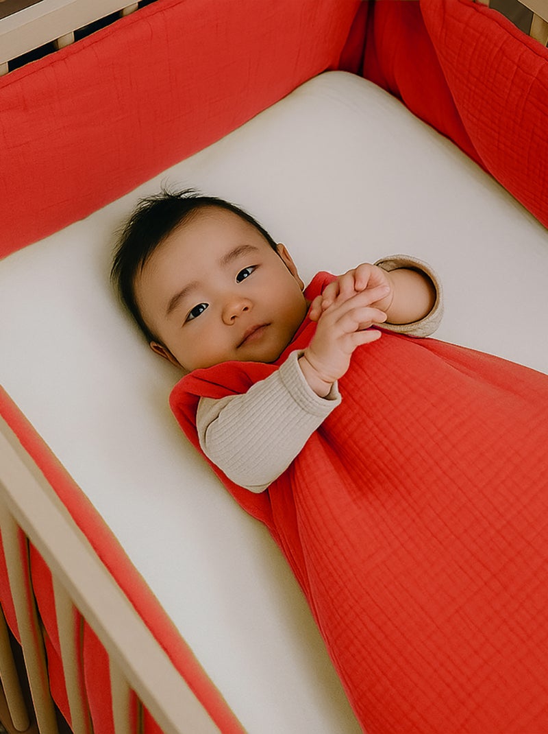 Tour de Lit en Coton Bio Fraise Rouge - Kiabi