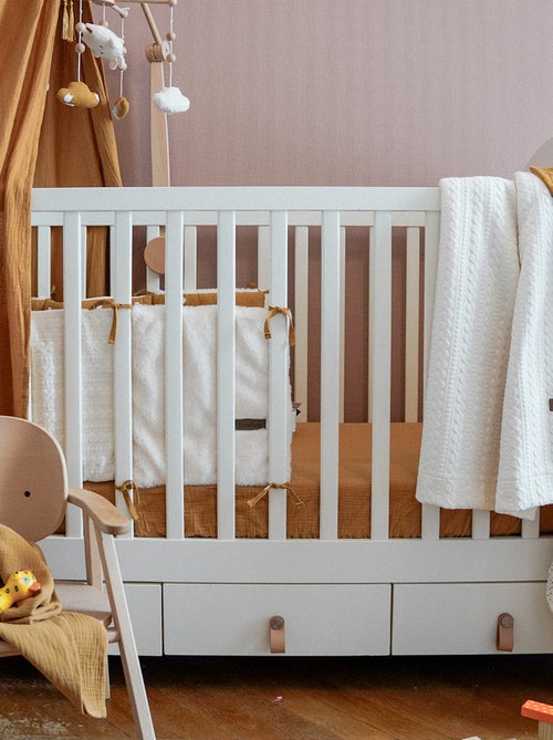 Tour de lit rembourré en jersey jacquard  - Effet maille - Kiabi