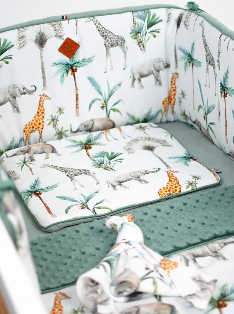 Tour de lit universel en gaze de coton, Safari SEVIRA KIDS Vert d'eau - Kiabi