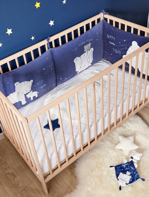 Tour De Lit Velours Imprime Tigres Bebe Garcon Bleu Kiabi 25 00