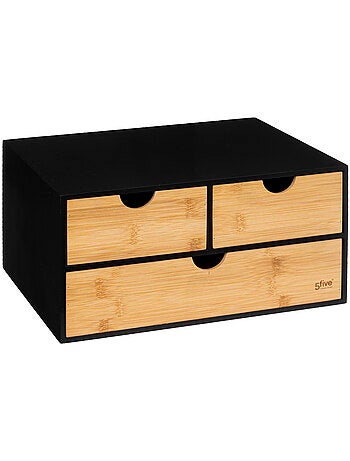 Tour de rangement 3 tiroirs en bambou et bois BAVA