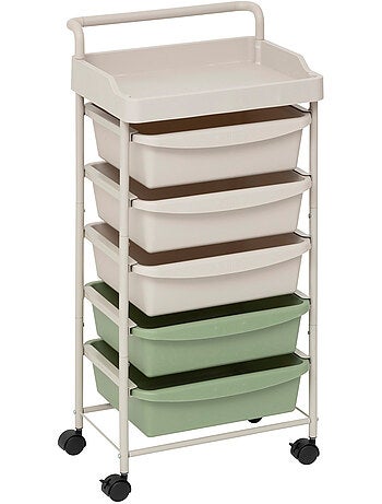 Tour de rangement 5 tiroirs avec roulettes en acier et plastique DESKOLOR