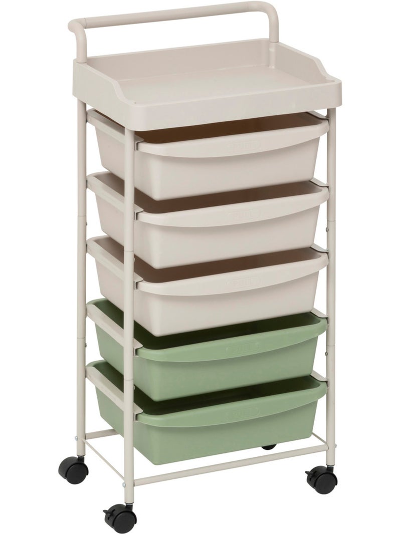 Tour de rangement 5 tiroirs avec roulettes en acier et plastique DESKOLOR Beige - Kiabi