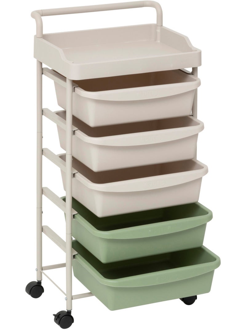 Tour de rangement 5 tiroirs avec roulettes en acier et plastique DESKOLOR Beige - Kiabi