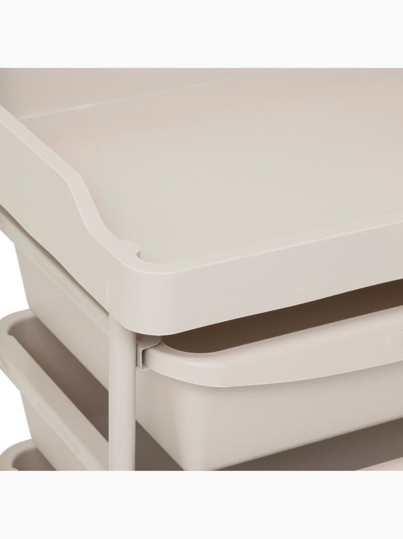 Tour de rangement 5 tiroirs avec roulettes en acier et plastique DESKOLOR Beige - Kiabi