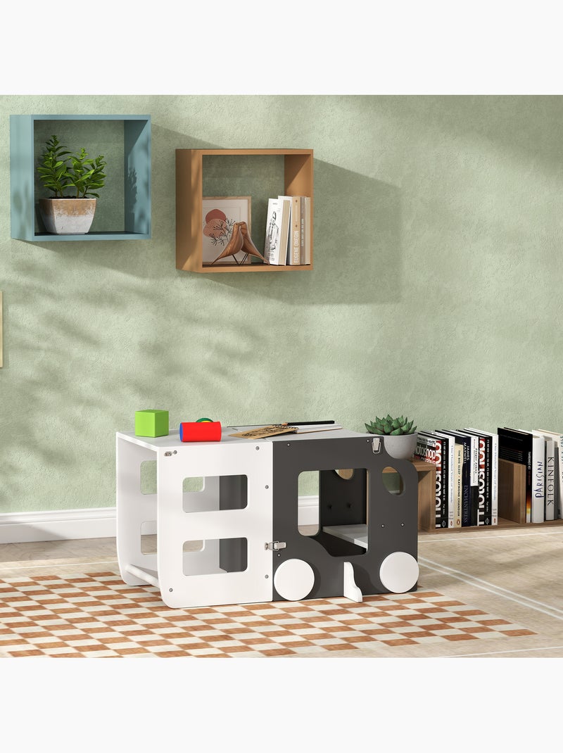 Tour d'observation enfant tour d'apprentissage 4 en 1 design voiture bois blanc anthracite Blanc Blanc - Kiabi