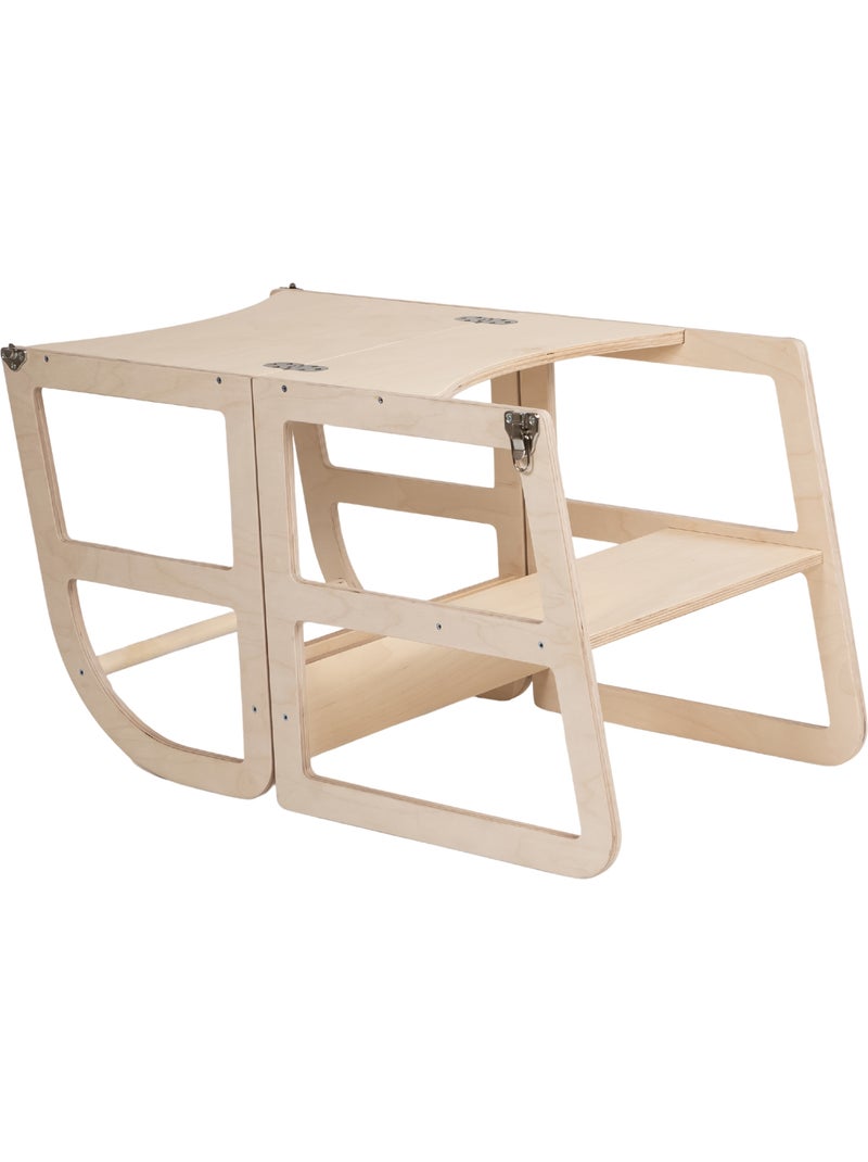 Tour d'observation montessori 2-en-1 Bois naturel - Kiabi