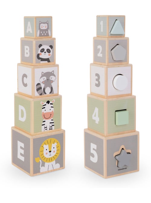 Tour empilage bois enfant trieur formes chiffres alphabet mamabrum - Kiabi Tour empilage bois enfant trieur formes chiffres alphabet mamabrum - Kiabi