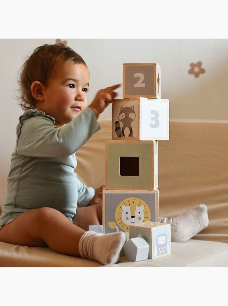 Tour empilage bois enfant trieur formes chiffres alphabet mamabrum N/A - Kiabi