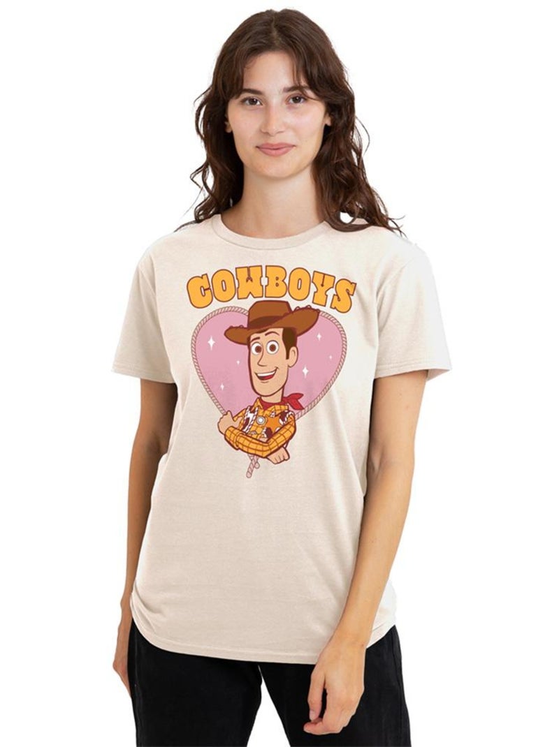Toy Story - T-shirt motif/style Cœur COWBOYS (Woody) Beige - Kiabi