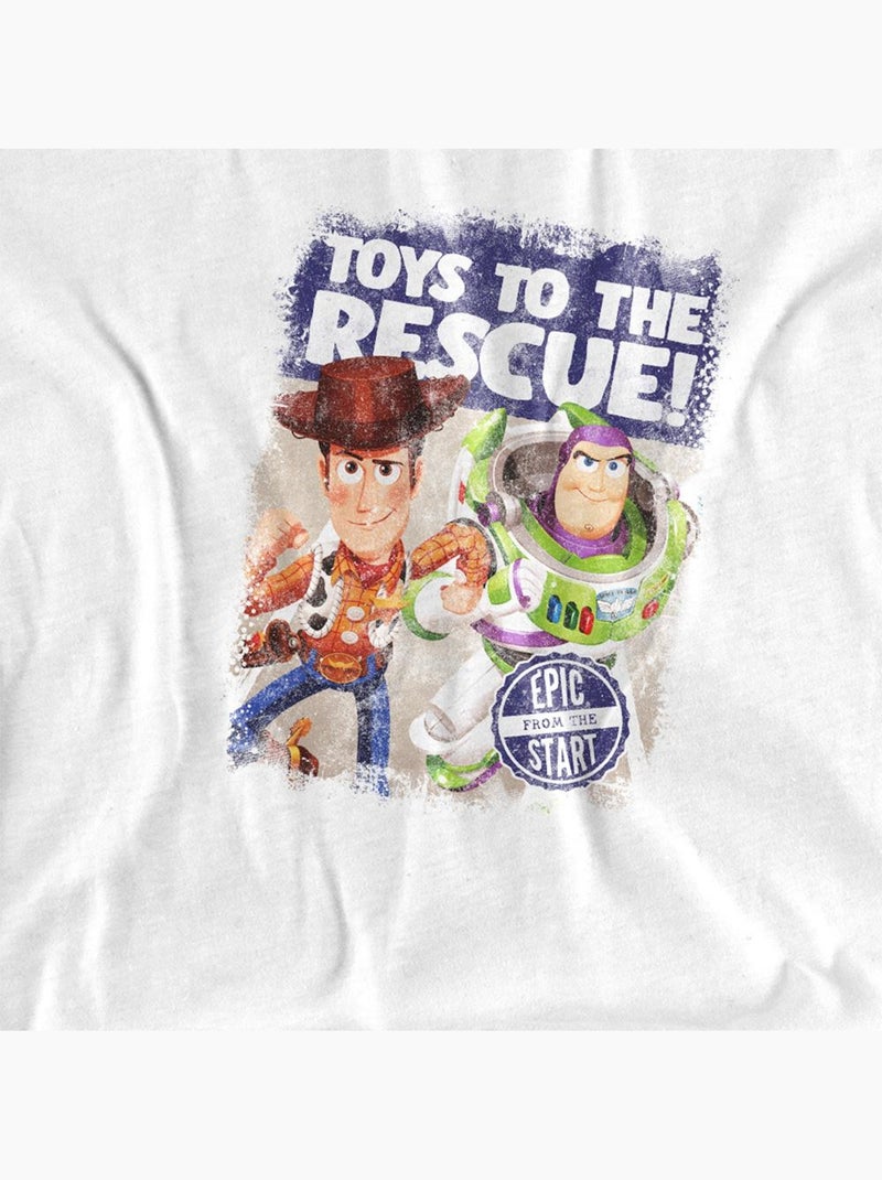 Toy Story - T-shirt TO THE RESCUE (Buzz l'Éclair, Woody) Blanc - Kiabi