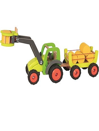 Tracteur avec remorque à foin
