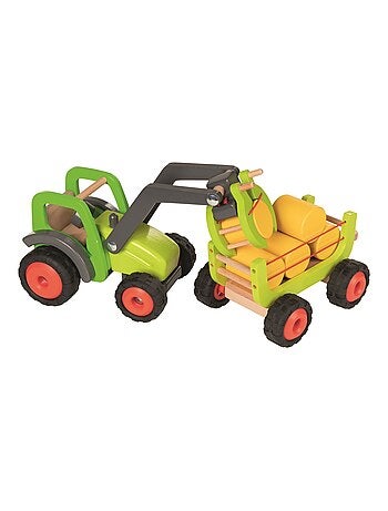 Tracteur avec remorque à foin