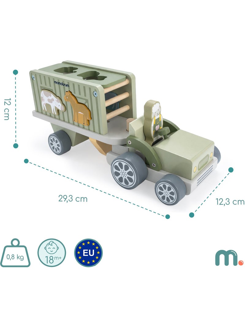 Tracteur bois remorque animaux trieur formes ferme enfant mamabrum N/A - Kiabi