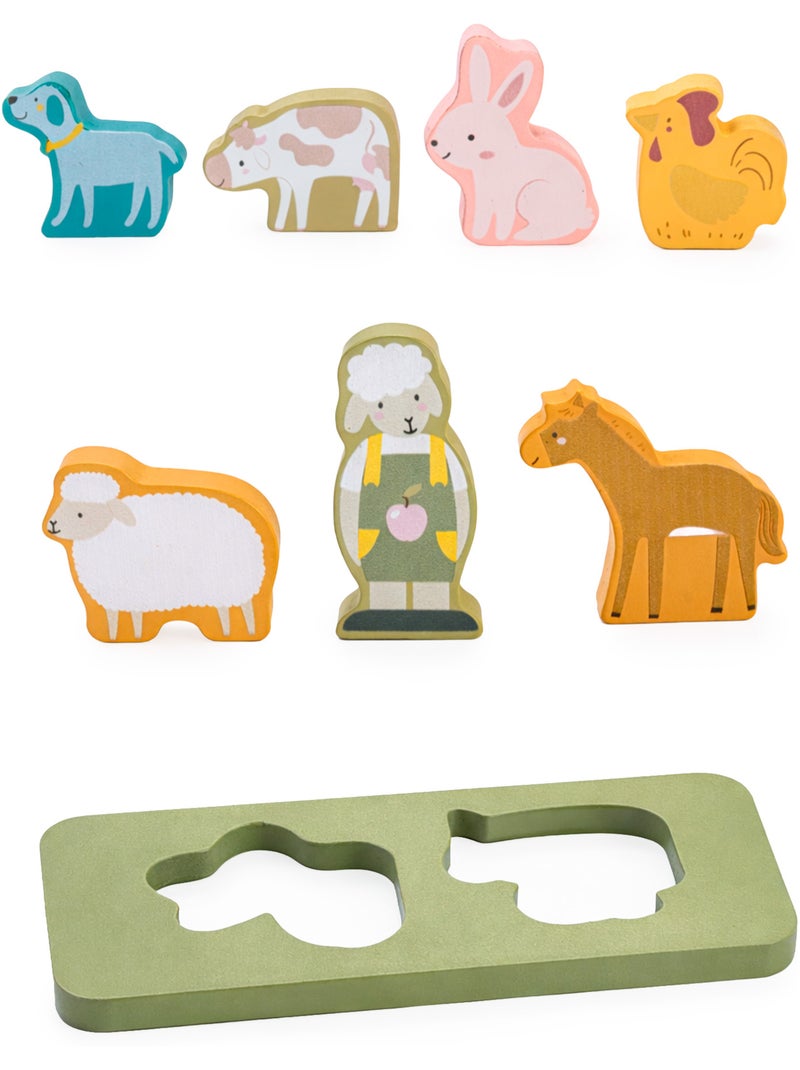 Tracteur bois remorque animaux trieur formes ferme enfant mamabrum N/A - Kiabi