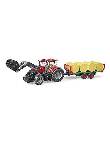 Tracteur Case IH Optum 300CVX avec remorque de transport ball