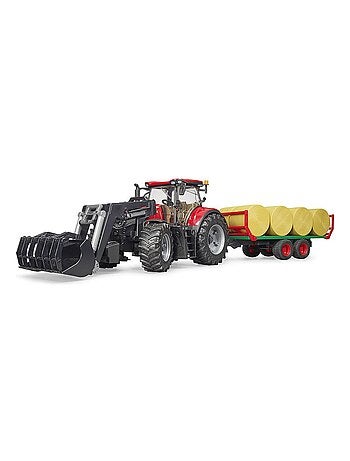 Tracteur Case IH Optum 300CVX avec remorque de transport ball