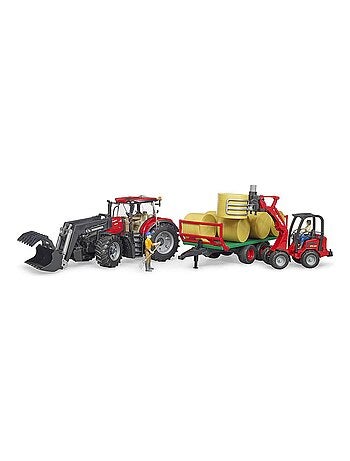 Tracteur Case IH Optum 300CVX avec remorque de transport ball