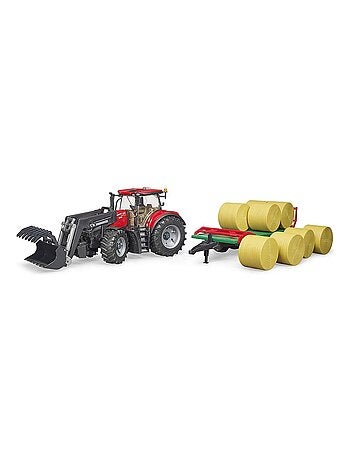 Tracteur Case IH Optum 300CVX avec remorque de transport ball