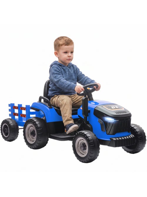 Tracteur électrique enfant avec remorque amovible et télécommande nombreux effets - Kiabi