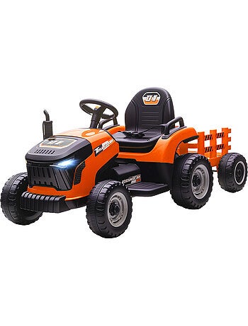 Tracteur électrique enfant avec remorque amovible et télécommande nombreux effets